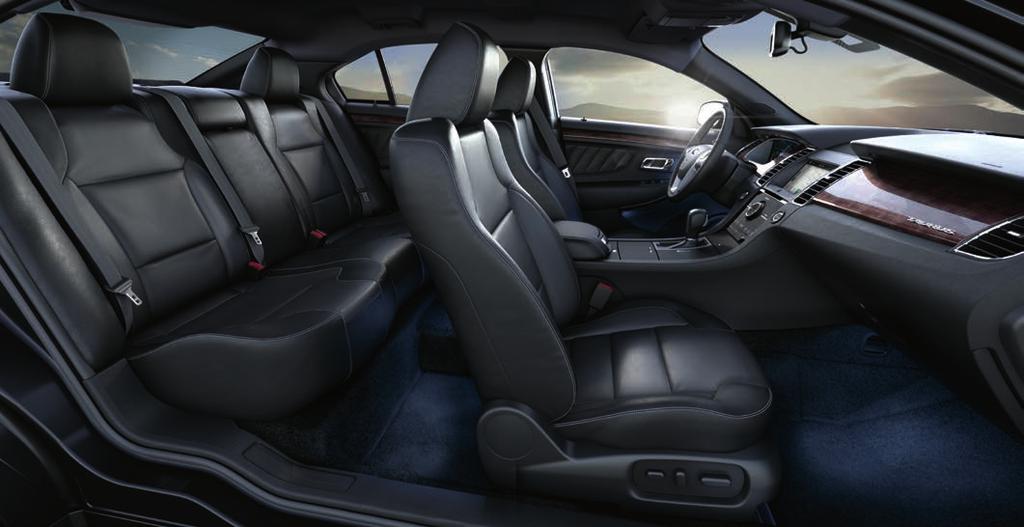 SURROUND YOURSELF IN COMFORT Each meticulously assembled Taurus interior is filled with elements designed for your enjoyment. Finely stitched, leather-trimmed seats.