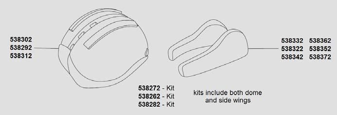 hinge and screws NV200 53802 Nova 2000 visor latch with screws NV2008 53822 NOVA 2000 Padding System Description RPB Part# Empire Part# Nova 2000 helmet lining kit, small NV2009/10SH 538272 Nova 2000