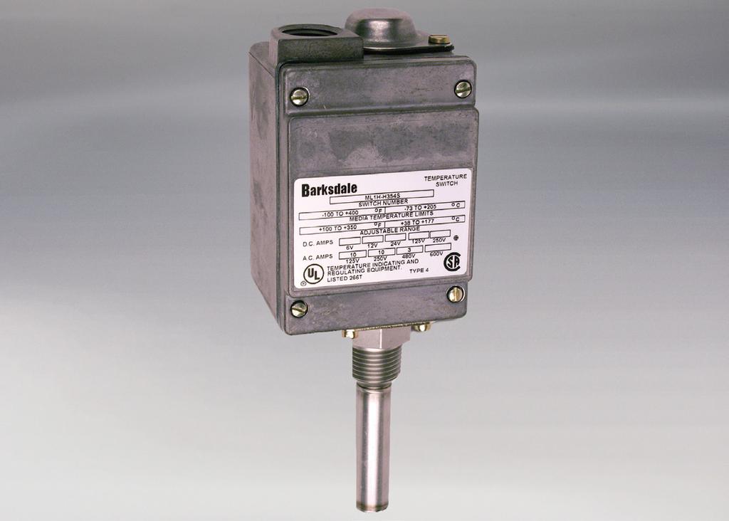 Local Mount Temperature Switches ML1H, L2H Features Reliable & accurate Local sensing NEMA 4 UL, CSA & CE approved Single or dual switching Applications Oil & gas Mining Tanks and reservoirs