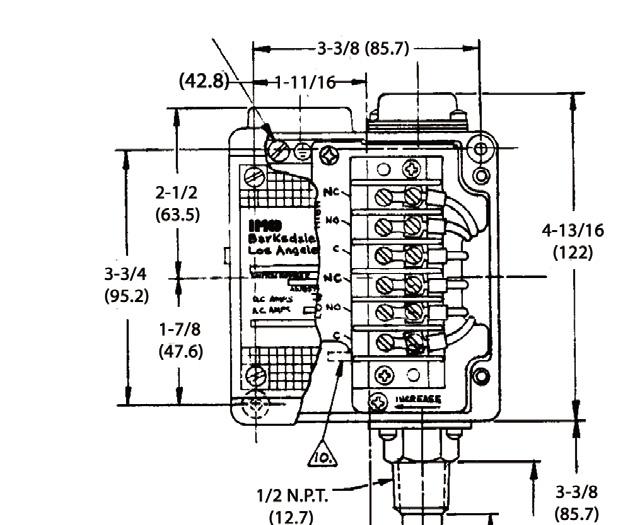 Local Mount Temperature Switches Technical Drawing ML1H, L2H L2H 1-5/8 (41.