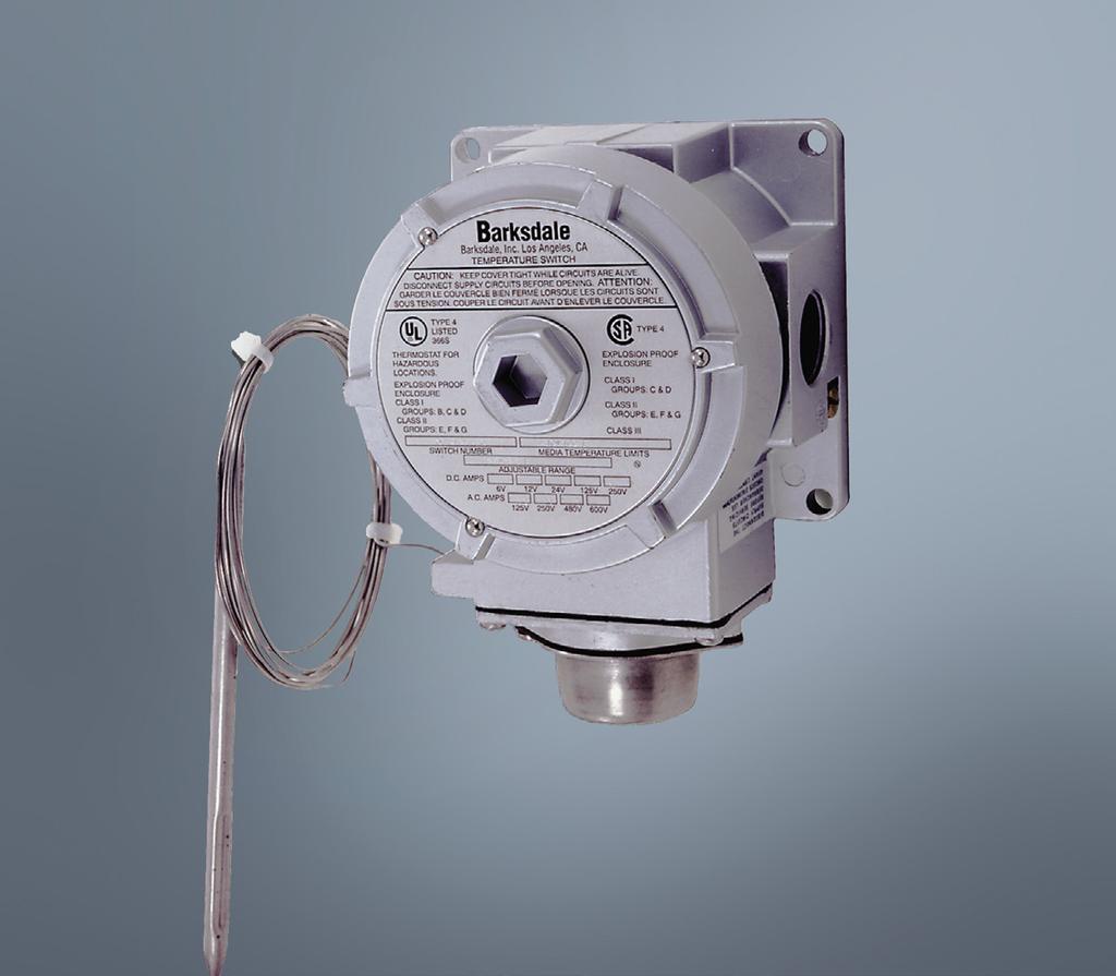 Explosion Proof Temperature Switch Series TXR, TXL Features Explosion-proof High accuracy Line or ambient sensing UL, CSA & ATEX approved Applications Heat tracing Hydraulic power units Combustion