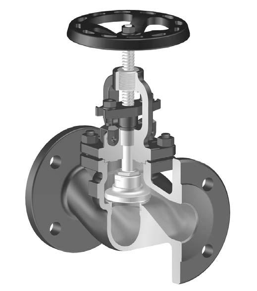 Favourable zeta-values In cast steel, forged steel and stainless steel: Bonnet top with threaded bush Pivot mounted bolts ARI-STOBU Angle pattern globe valve with flanges TRB