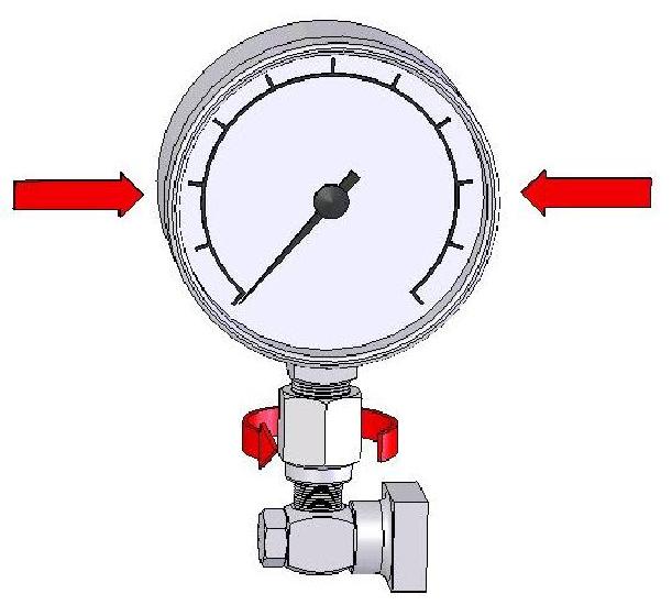 To adjust the position to face forward, hold the gauge adapter and turn the instrument COUNTER-CLOCKWISE, so that it faces