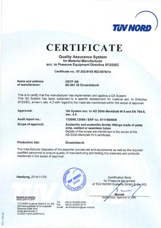 ISO 9001 (Quality), ISO 14001 (Environment) and OHSAS 18001 (Health & Safety) Standards.
