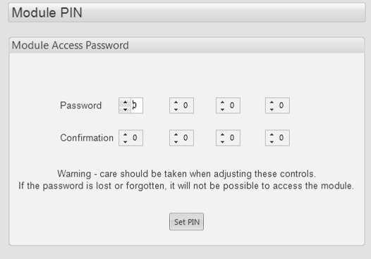 This PIN must be entered to either access the front panel configuration editor or before a configuration file can be
