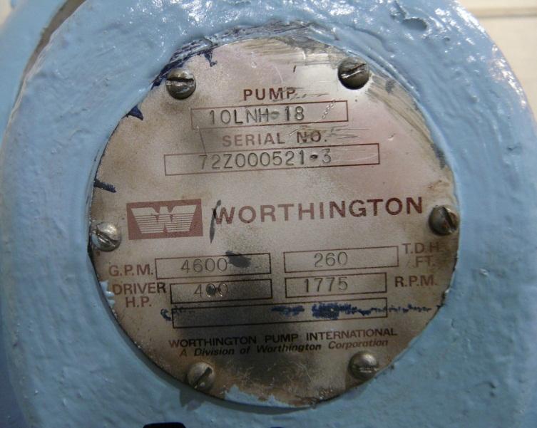 Eastern Pump Station Worthington 10LNH-18: Split-case pumps 400 HP