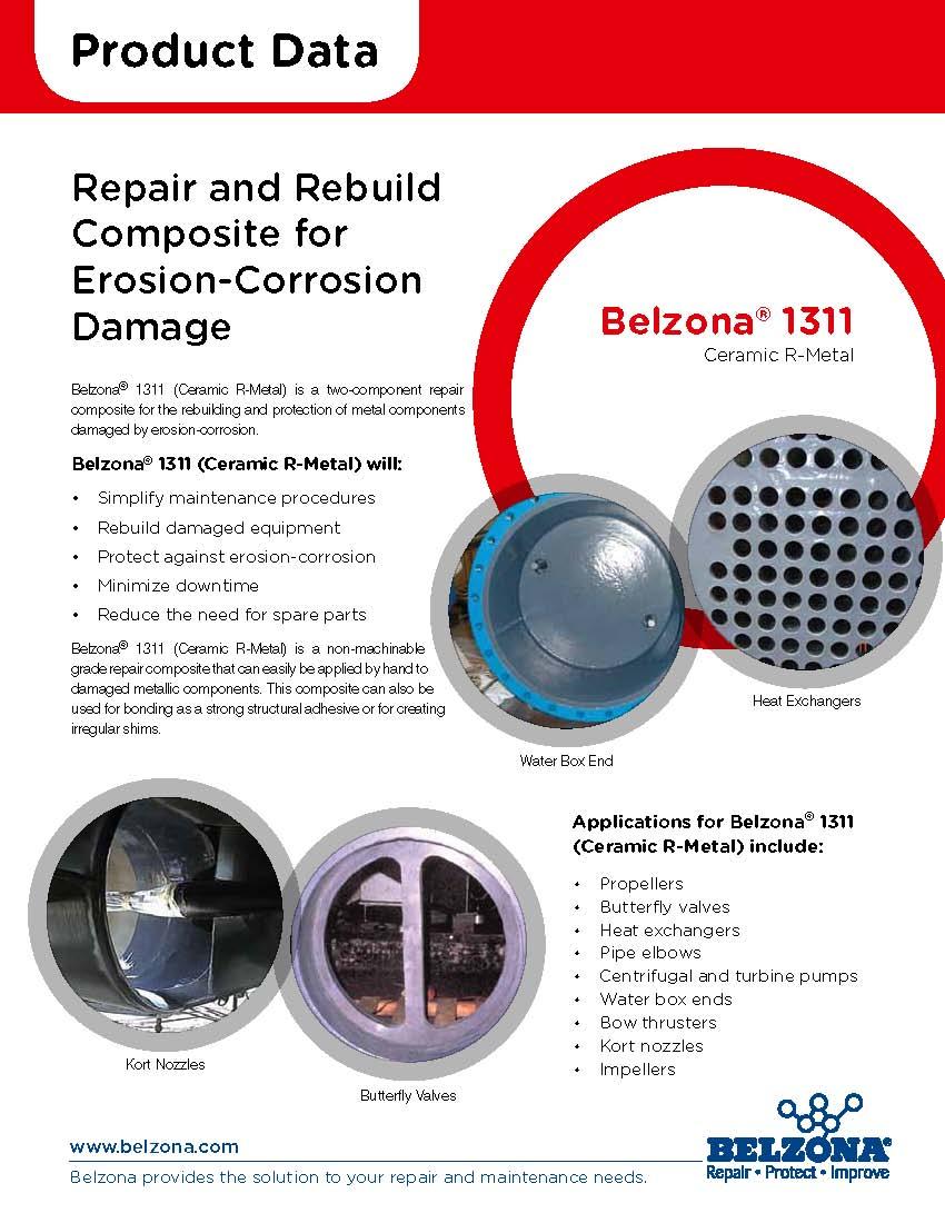 Impeller Repair Belzona 1311 Ceramic R- metal: Designed for rebuilding and protection of metal components damaged by
