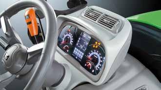The InfoCentre Pro on the dashboard features a 5" colour display, providing the driver with a stream of data about the tractor s operating conditions.