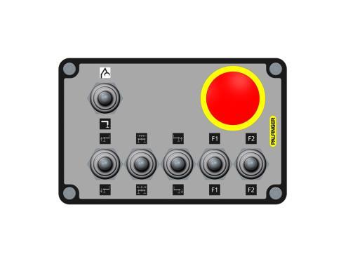 unit, emergency stop, ON/OFF control for stabilizer and ON/OFF control of 1F/2F if selected.