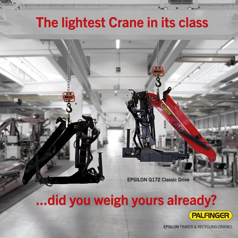 HIGHLIGHTS THE LIGHTEST CRANE IN ITS CLASS Only 10% more weight than NEXT EPSOLUTION M-Series Numerous forging components New
