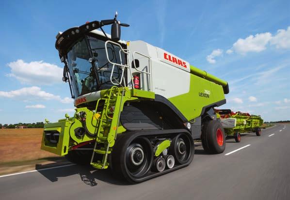 More speed on the road. 40 km/h on the road. The LEXION 760 TERRA TRAC. The TERRA TRAC with hydropneumatic suspension was recognised with the silver SIMA Innovation Award in 2011.