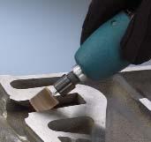 Merit s Cup Type Mini Grind-O-Flex will not mar your workpiece while reaching flush corners where other wheels cannot.