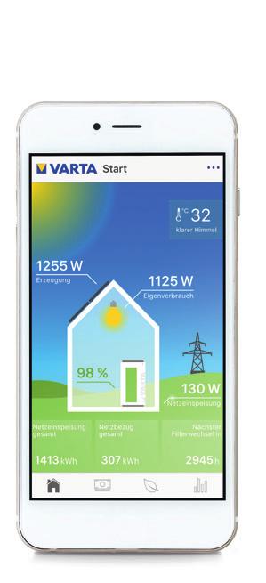 WIND POWER COMBINED HEAT AND POWER (CHP) SOLAR ENERGY VARTA STORAGE APP ONE CLICK CONTROL.