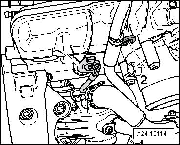 Disconnect the Fuel Pressure Sensor - G247- electrical harness connector -1-. Switch the ignition on.