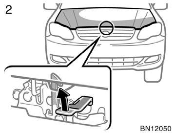 CAUTION After inserting the support rod into the slot, make sure the rod supports the hood securely from falling down on to your head or body. 2.