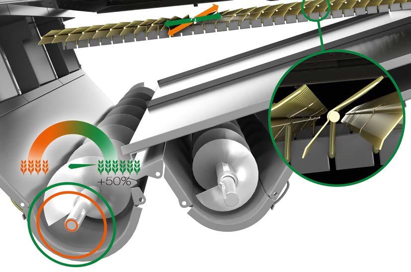 The illuminated inspection window allows the operator to monitor the returns auger from the cab. In this way, users can quickly identify the combine settings which work best for them.