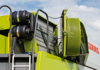Large cooling system with automatic dust extraction. The TUCANO works with an extremely efficient common cooling system for the engine, the hydraulic system and the climate control system.