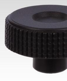 d1 h1 l Knurled Knobs, Made from Thermoplast Material: Thermoplast (Polypropylene PP) reinforced, impact resistant, black, matt, brass bush.