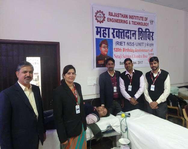 Blood Donation Camp 23/01/2017 The National Service Scheme (NSS)wing of Rajasthan Institute of Engineering & Technology, Jaipur, has organized Blood Donation Camp in the college premises on 23 rd Jan