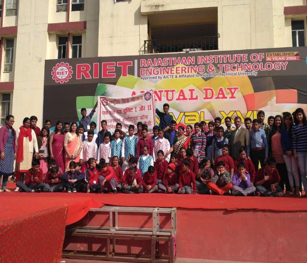Annual Day 17/02/2017 The National Service Scheme (NSS)wing of Rajasthan Institute of Engineering & Technology, Jaipur, has organized Annual Day Celebration inthe college with the MentallyDisable