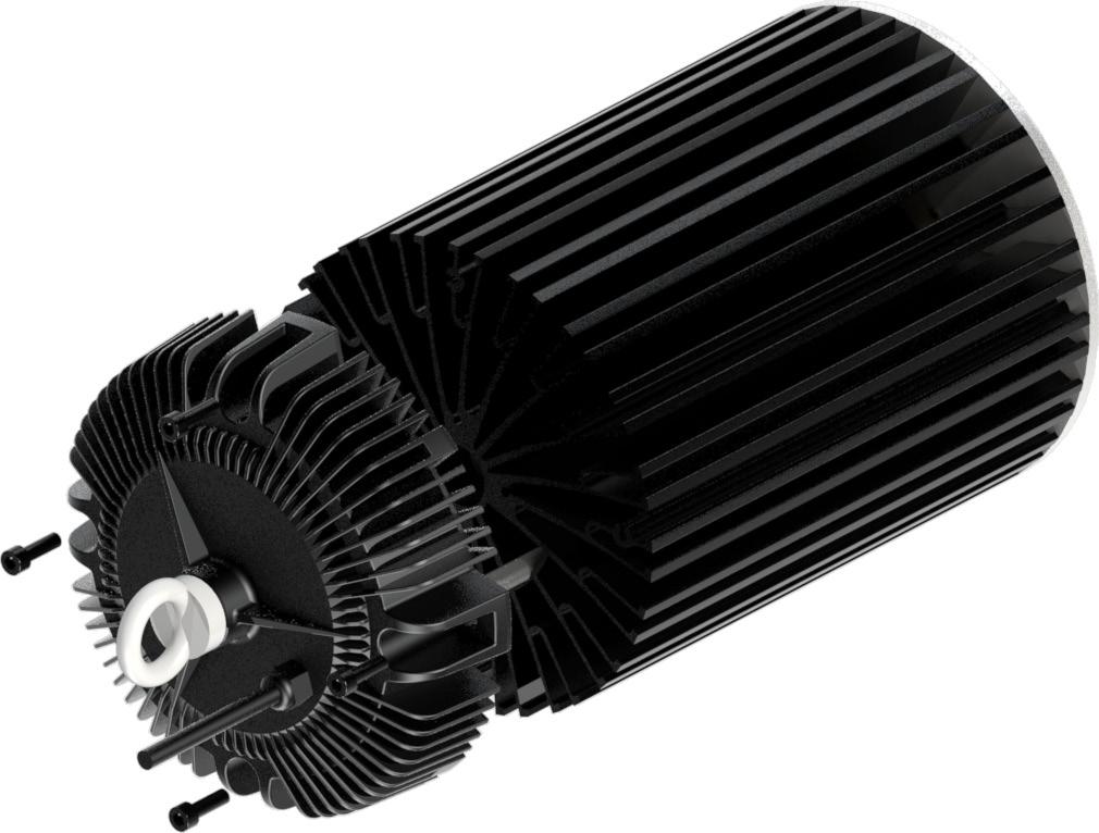 Thermally this driver is specific designed to sit on top of a LED cooler, with the critical components thermally coupled to the top of the driver so free air convection can be optimal.