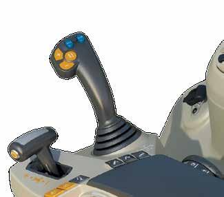 Multifunction joystick main functions: A. Lift front linkage or rear valve control + B. Lower front linkage or rear valve control - C. Front or rear valve control + D.