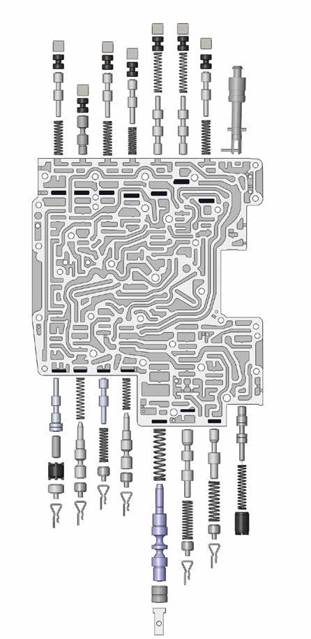 TIME TESTED INDUSTRY TRUSTED ZF6HP19/26/32 (Generation 1) OE Exploded View Lower Valve Body 03 Separator Plate Version Shown NOTE: Depending upon vehicle application, the OE springs shown may not be