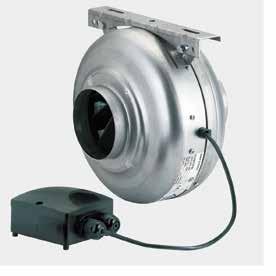 Range of in-line duct centrifugal fans, manufactured from high grade corrosion resistant pressed galvanised steel and supplied as standard with