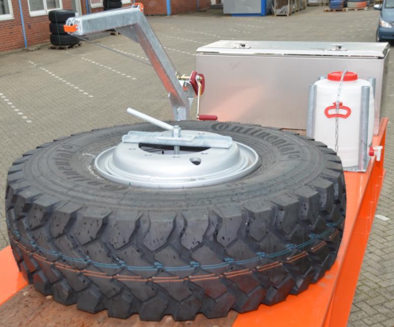 holder and small lift for spare wheel handling.
