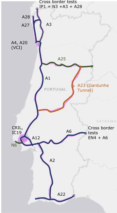 Pilot in TEN-T network GMV Participation Locations: A25 8 km (Viseu) N6 20 km (Lisboa entrance)