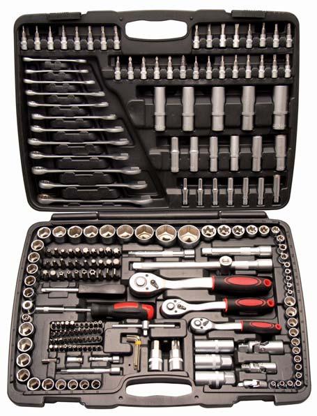 216-piece Socket Set - includes the following tools with 1/2" drive - reversible ratchet - extension bar 125 mm - extension bar 250 mm - sliding bar adaptor - universal joint - 2 spark plug sockets