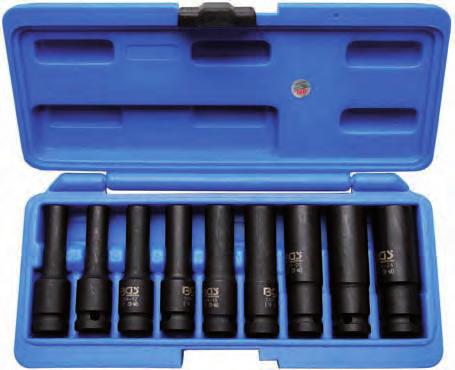 9-piece 1/2 Impact Socket Set for T-Star Screws, deep, E10 - E24 - suitable for impact wrenches - sizes: E10-11 - 12-14 - 16-18 - 20-22 - 24 - made of