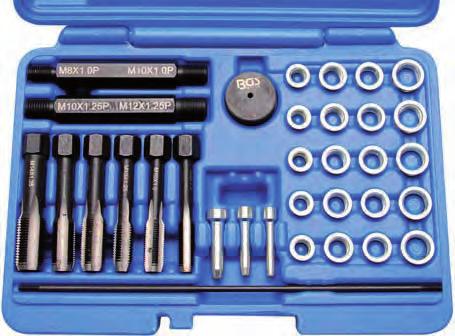 Repair Kit for Glow Plug Threads, 33 pcs. - for repairing the glow plug threads in cylinderhead - suitable for glow plug threads in sizes: M8x1.0 - M10x1.0 - M10x1.25 - M12x1.