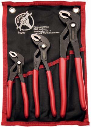 3-piece Water Pump Pliers Set, Locking Type - pushing the button unlocks pliers pliers are locked during working - includes 3 water pump pliers, length: 175-240 - 300 mm