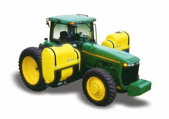 400, 500 & 600gallons QUICK TACH side mount tank units for mechanical front wheel drive tractors n Demco's slim-line polyethylene tanks come in two sizes: 200 or 250 gallon capacities.