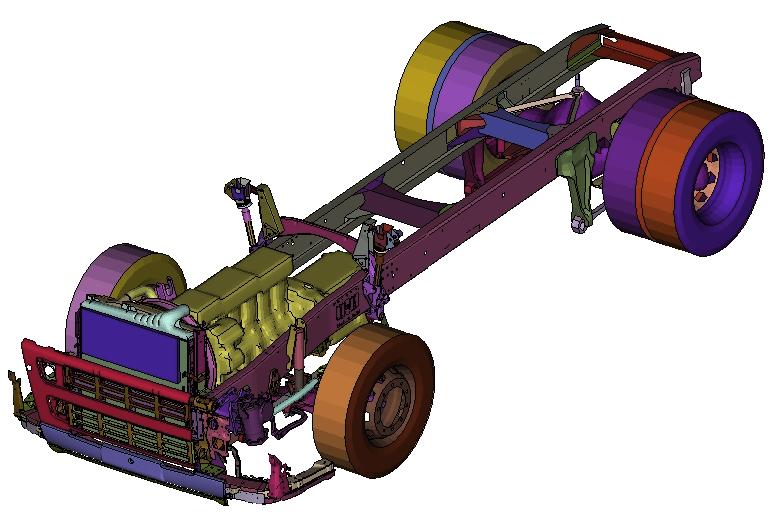 Finite Element models 3.2.1 FE models provided - Truck (flexible and rigid) Two different truck FE models have been used, both provided by Volvo Group Trucks Technology (Volvo GTT).