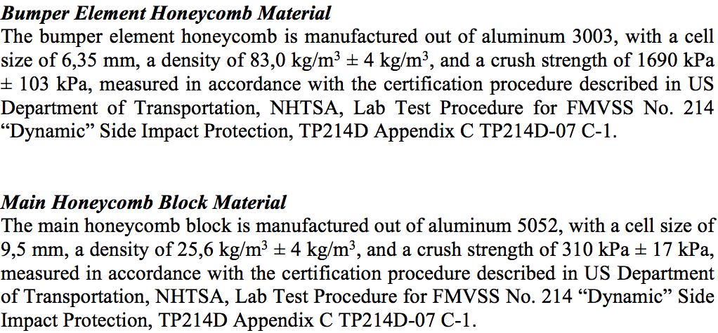 8 Appendix 8.1 Honeycomb material description In order to optimise the aluminum honeycomb material used, it was chosen to scale the yield strength function in the x, y and z directions.