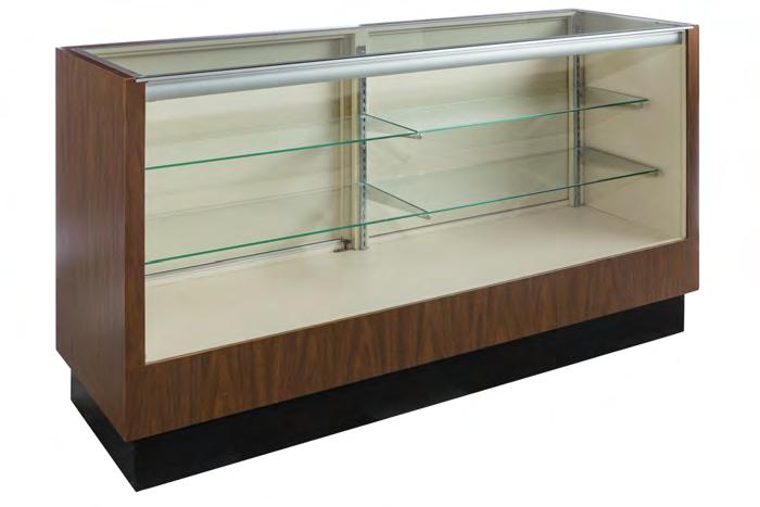 Standard Walnut Line STANDARD WALNUT FEATURES: Fluorescent lighting LED lighting available for an additional $85 per showcase Aluminum frame Walnut formica exterior Solid sides Sliding doors with