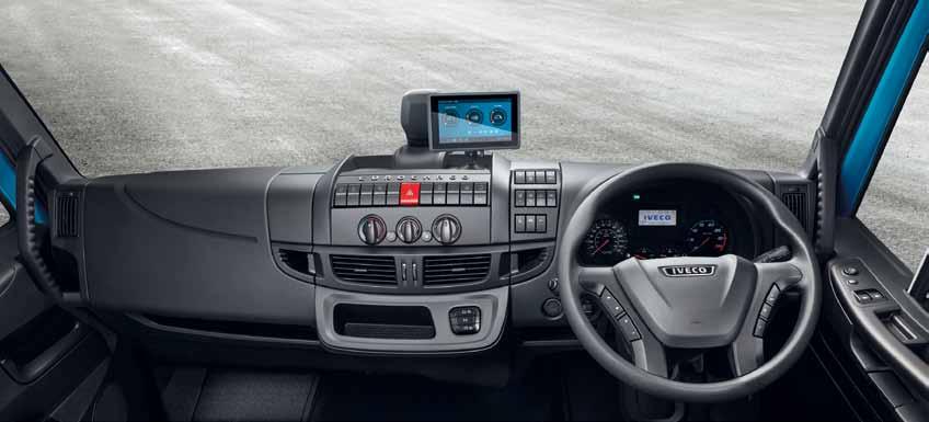 COMFORT A COMFORTABLE OFFICE ON THE MOVE new Eurocargo takes comfort and ergonomics TO new levels. The steering wheel controls enable the driver to use the radio and phone safely.