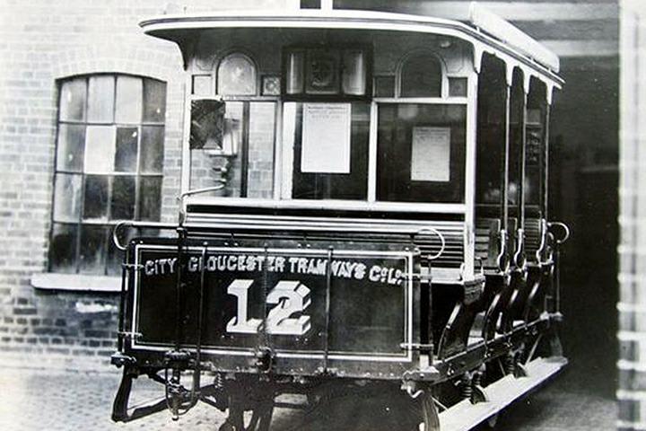 City of Gloucester Tramways 1898 roofed-toastrack car No. 12 seating 24.