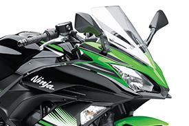 NINJA STYLING Sleek bodywork includes a sharp front cowl with a strong resemblance to Kawasaki s Ninja supersport models.