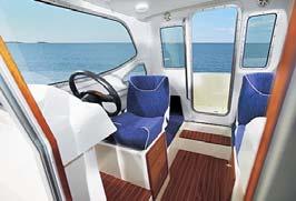 The helm seat is fully adjustable fore and aft and the seat back folds down when