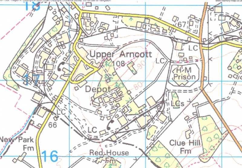 Map of MoD Arncott Murcott Road Arncott Wood Road OX25 164/ 60905 16815 Service & Rally HQ Security gate Officials; MSA STEWARD: Dick Caddy Club STEWARDS: Bill Hitchcock & Richard Shorey