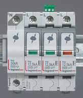 4144 48 16 A 1 4144 49 20 A 1 4144 50 25 A 1 4144 51 32 A 1 Type 2 voltage surge protectors DC side protection of photovoltaic installations connected to the low voltage network (without energy