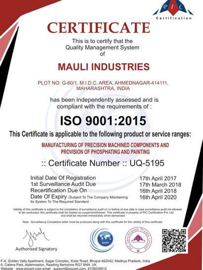 ISO 9001:2008 Certificate of