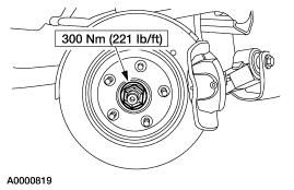 12. Install the rear wheel and tire assembly. For additional information, refer to Section 204-04. 13. Lower the vehicle.