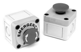 A01 series Emergency stop switches/mushroom head pushbutton switches Fitted in enclosures Prominent 40 mm (1.575) dia.