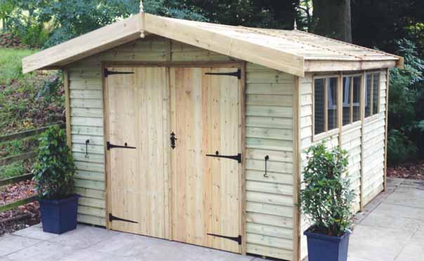polyester mineral felt Fully framed, ledged and braced single door 3 lever mortice lock 3 heavy duty hinges per door Security screws fitted to hinges 4mm toughened glass 18 roof overhang above doors