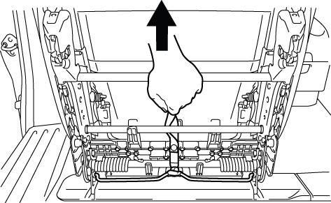 (3) Pull the strap upward to release the seat. Fold and rotate to remove the seat assembly upright; then remove the seat assembly from the vehicle. (Fig. 1-8). Fig.