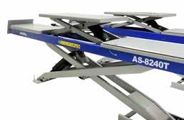 The alignment scissor lift has the added advantage of having the built in secondary, wheel free scissor lift. The lift can be surface mounted or flush mounted.